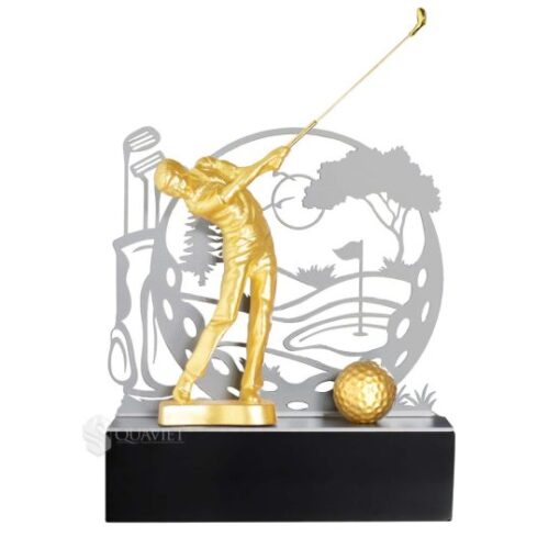 cúp golf thể thao resin màu vàng